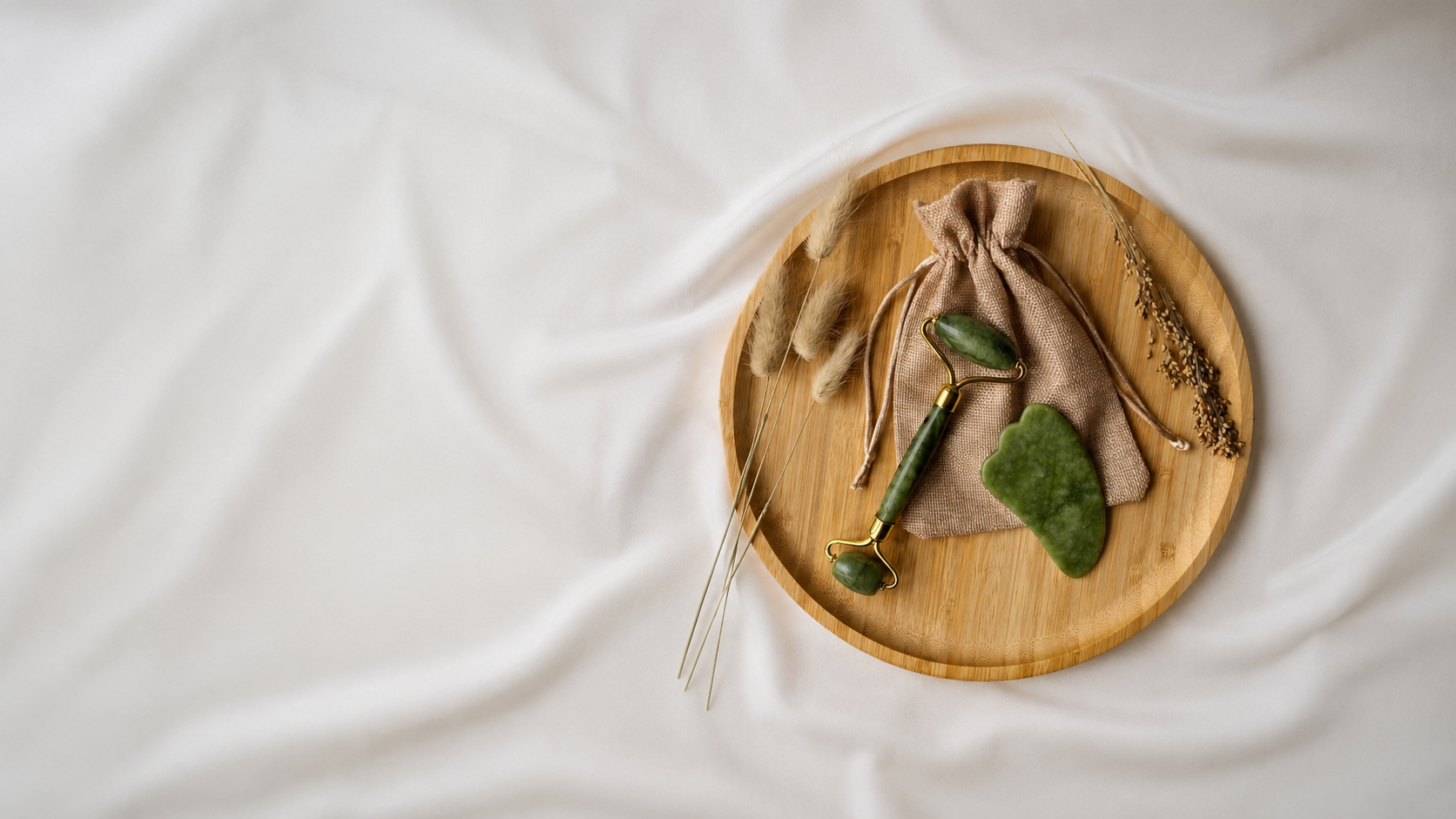 Chi Cleanse ritual tools arranged on a wooden tray